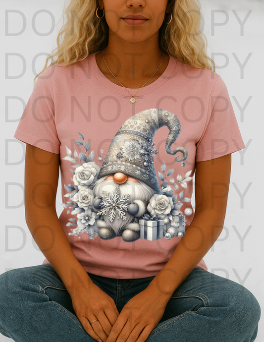 Silver Christmas Gnome #5801 - Ready to Press DTF Transfer Full Color