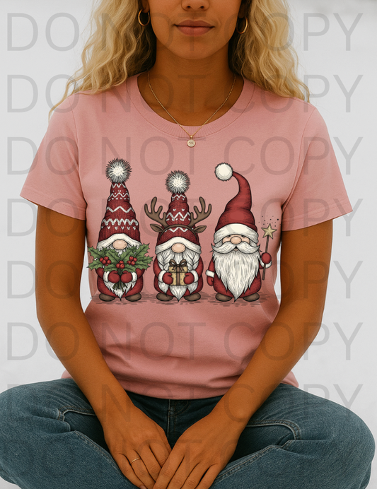 3 Holiday Gnomes #5802 - Ready to Press DTF Transfer Full Color