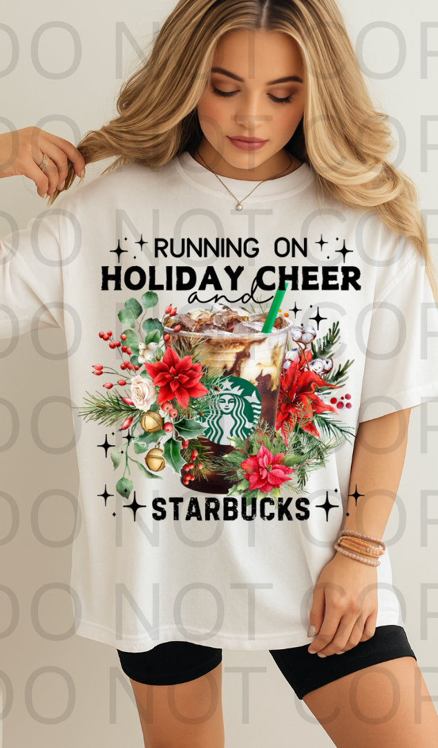 Running On Holiday Cheer & Starbucks #5819 - Ready to Press DTF Transfer Full Color