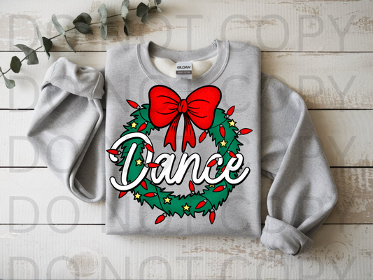Dance Christmas Wreath #5853 - Ready to Press DTF Transfer Full Color