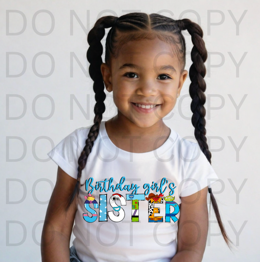 Toys Themed Birthday Girls Sister #5876 - Ready to Press DTF Transfer Full Color
