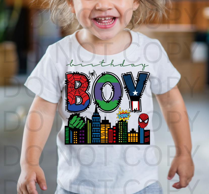 Superhero Birthday Boy #5872 - Ready to Press DTF Transfer Full Color