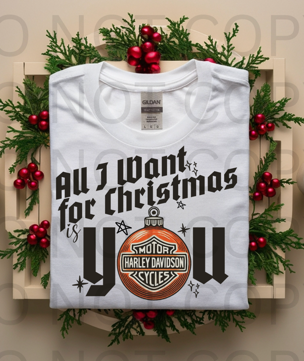 Harley Davidson - All I Want For Christmas #5886  - Ready to Press DTF Transfer Full Color