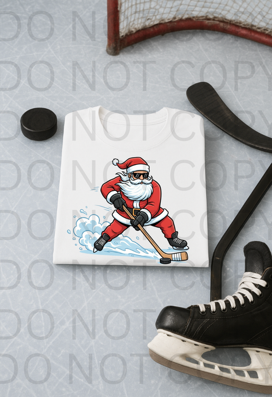 Santa Playing Ice Hockey #5903 - Ready to Press DTF Transfer Full Color