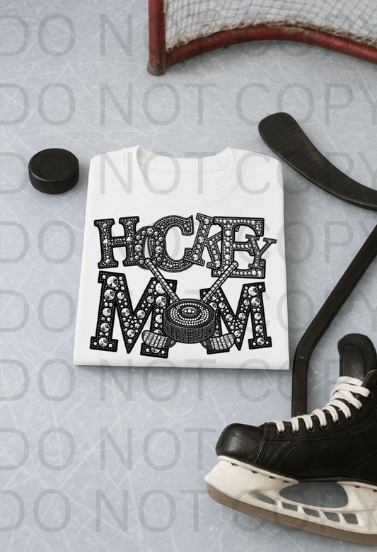 Rhinestoned Hockey Mom #5908 - Ready to Press DTF Transfer Full Color