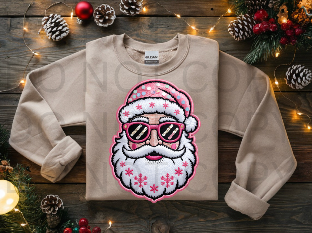 Faux Sequin Santa #5940 - Ready to Press DTF Transfer Full Color