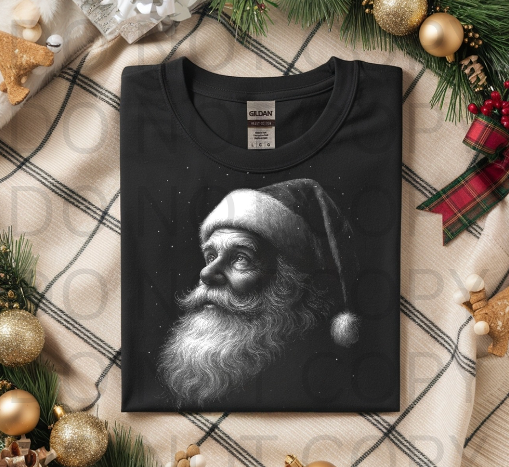 Halftoned Nostalgic Santa - Ready to Press DTF Transfer Full Color