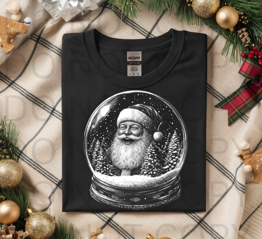 Halftoned Snow Globe Santa - Ready to Press DTF Transfer Full Color