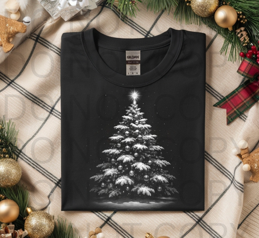 Halftoned Vintage Christmas Tree - Ready to Press DTF Transfer Full Color