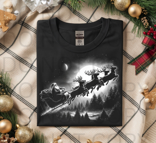 Halftoned Vintage Santa Sleigh - Ready to Press DTF Transfer Full Color