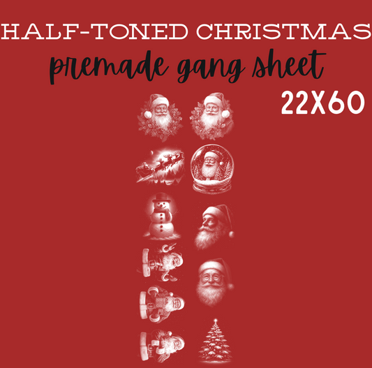 Half-Toned Christmas Pre-Made DTF Gang Sheet 22x60