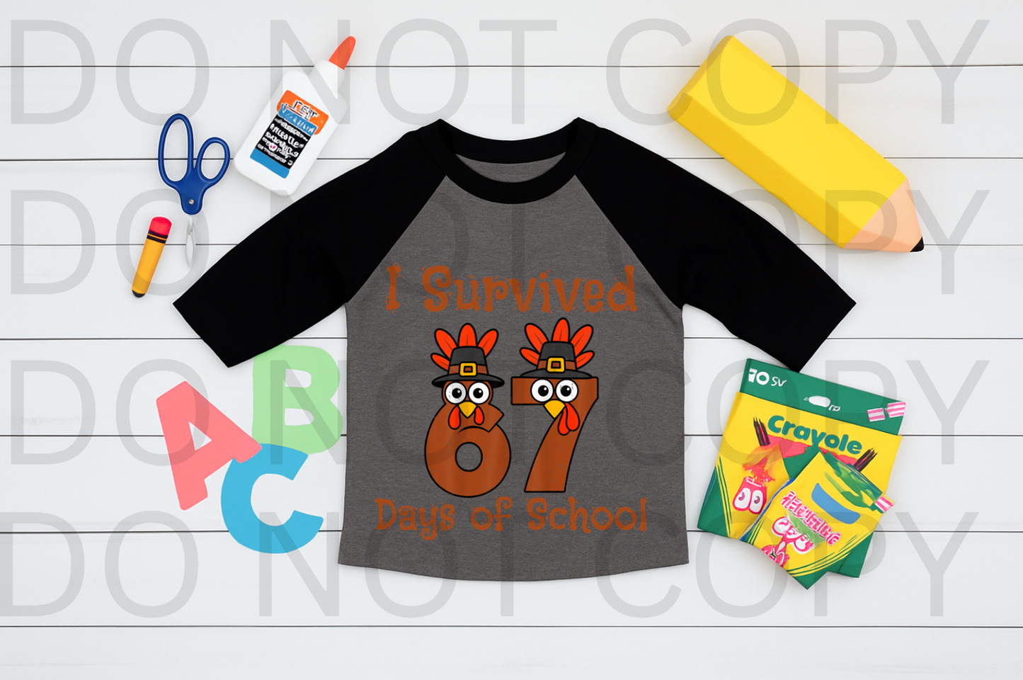 I Survived 67 Days Of School Thanksgiving Turkeys #5949 - Ready to Press DTF Transfer Full Color