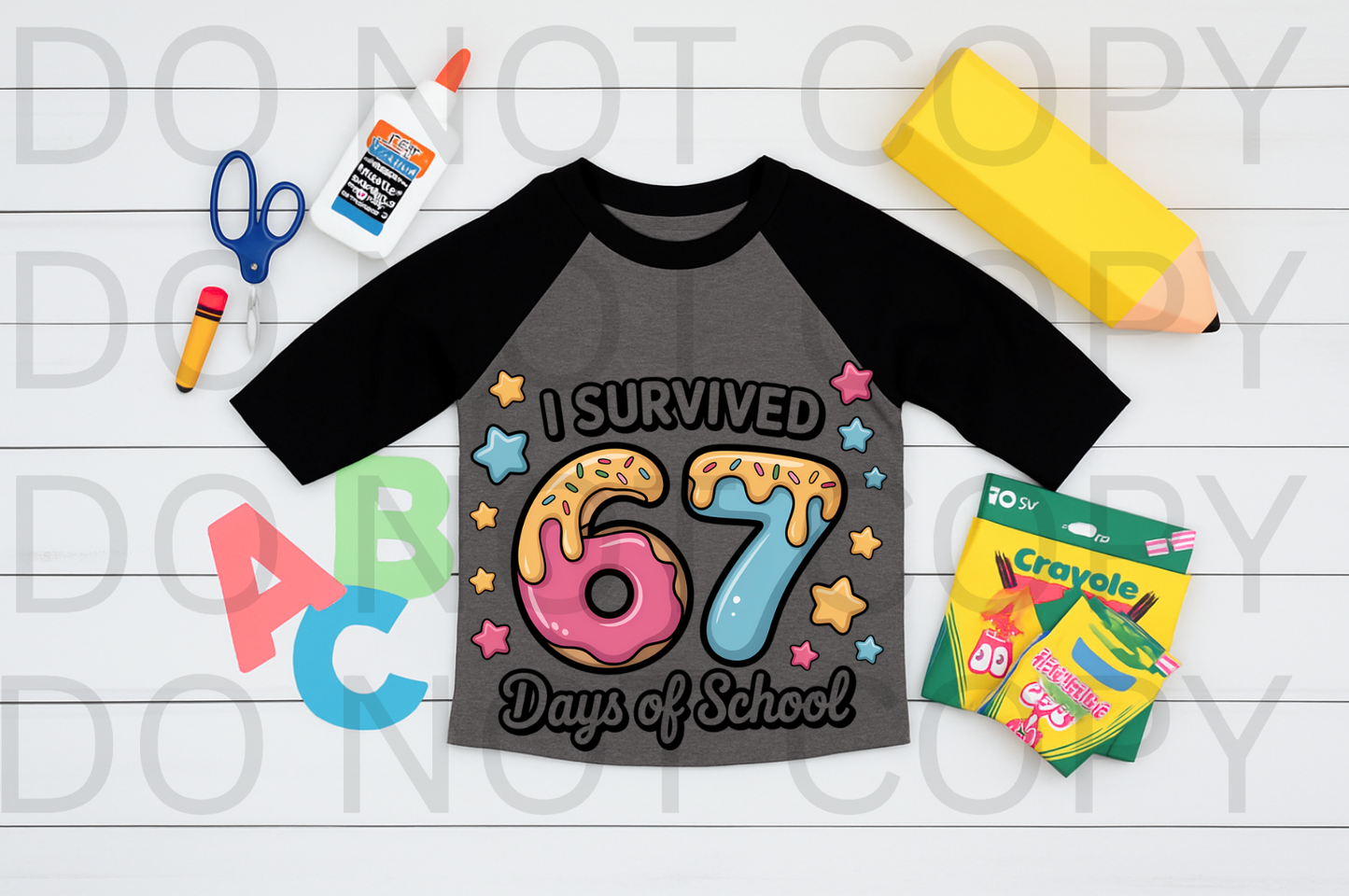I Survived 67 Days Of School Donuts #5946 - Ready to Press DTF Transfer Full Color