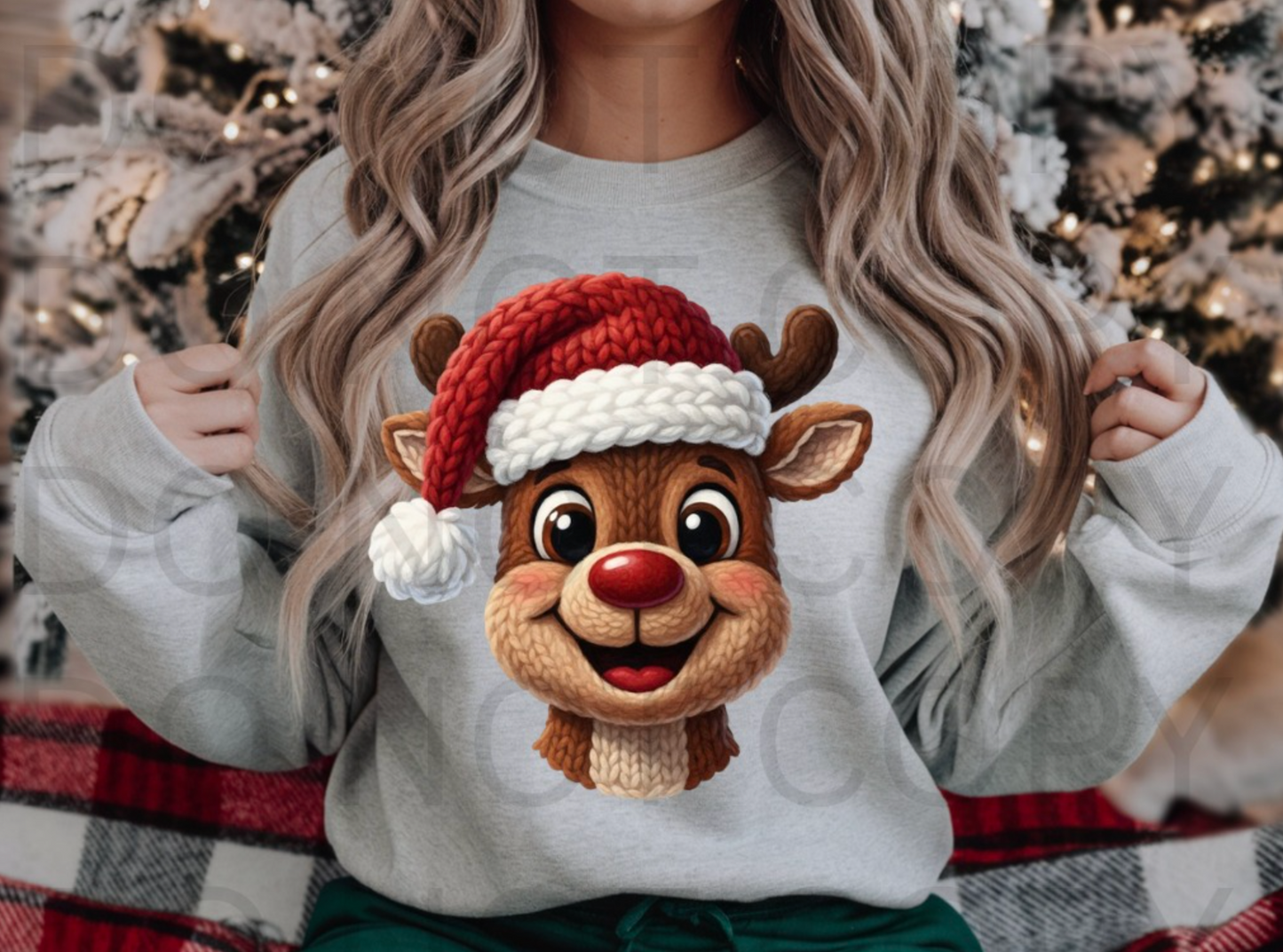 Faux Knit Yarn - Baby Reindeer #5916 - Ready to Press DTF Transfer Full Color