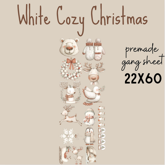 White Cozy Christmas Pre-Made DTF Gang Sheet 22x60