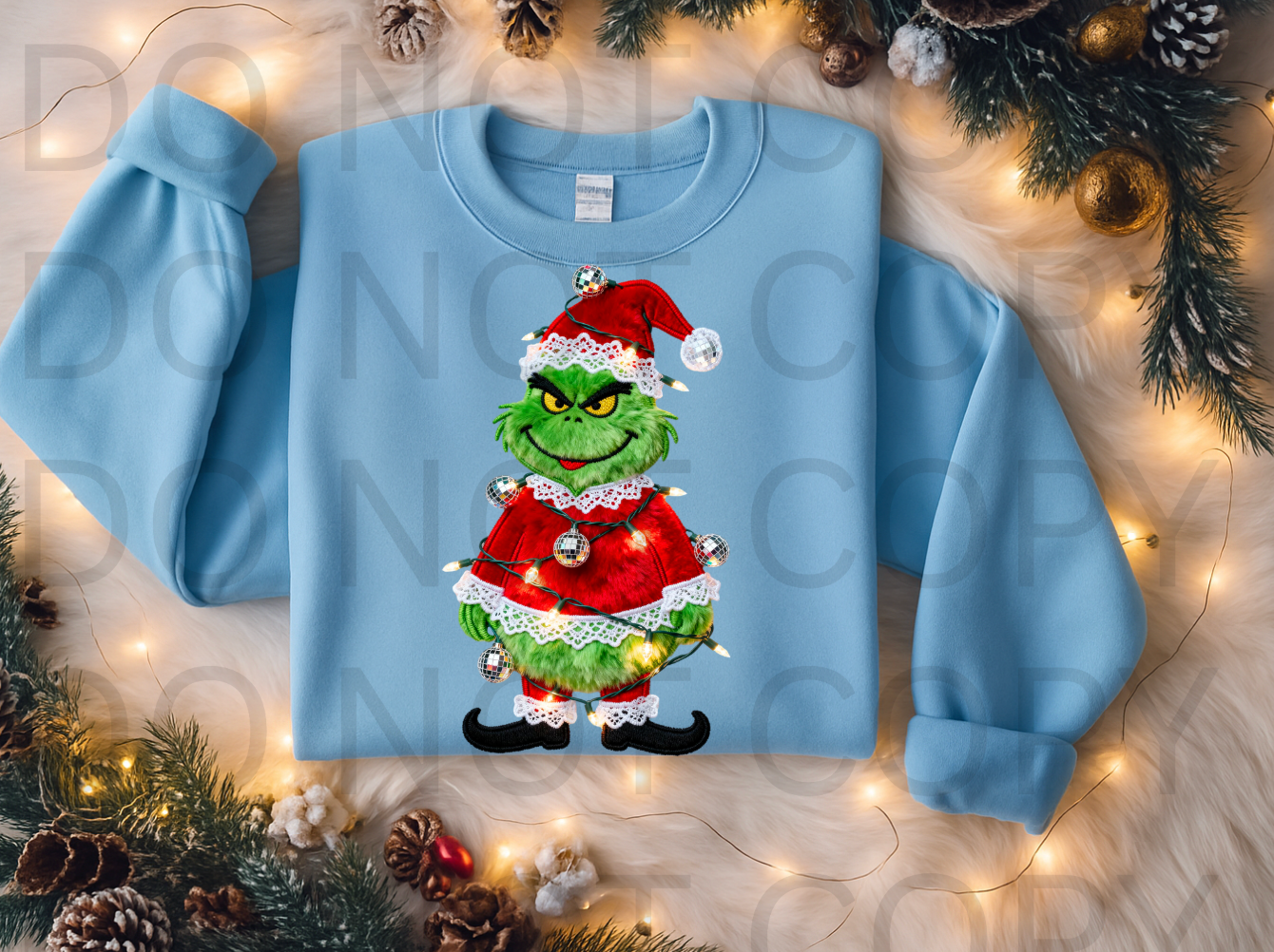 Disco Light Faux Fur Green Man 5960 - Ready to Press DTF Transfer Full Color