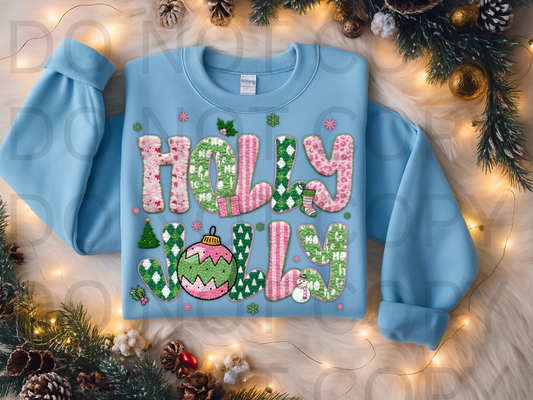 Faux Fabric Holly Jolly #5966 - Ready to Press DTF Transfer Full Color