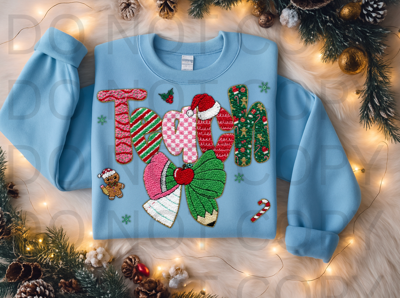 Faux Knit Teach #5968 - Ready to Press DTF Transfer Full Color