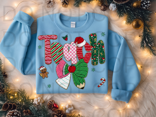 Faux Knit Teach #5968 - Ready to Press DTF Transfer Full Color