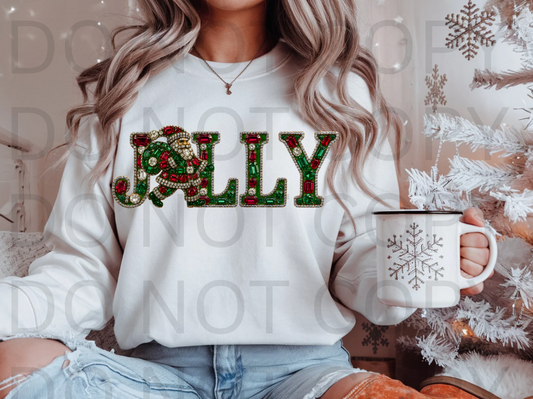 Faux Rhinestoned Jolly #5983 - Ready to Press DTF Transfer Full Color