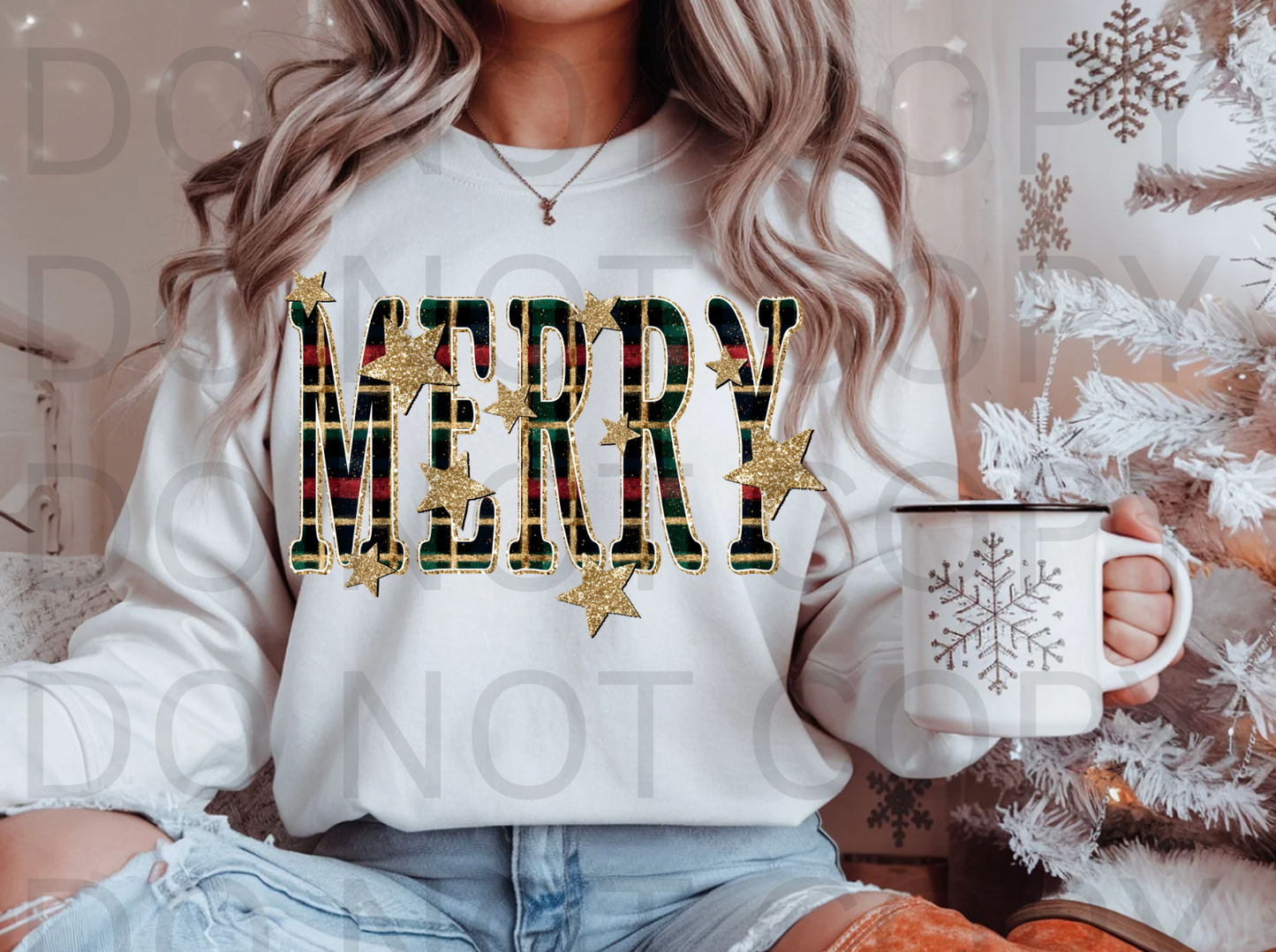 Merry Stars #5979  - Ready to Press DTF Transfer Full Color