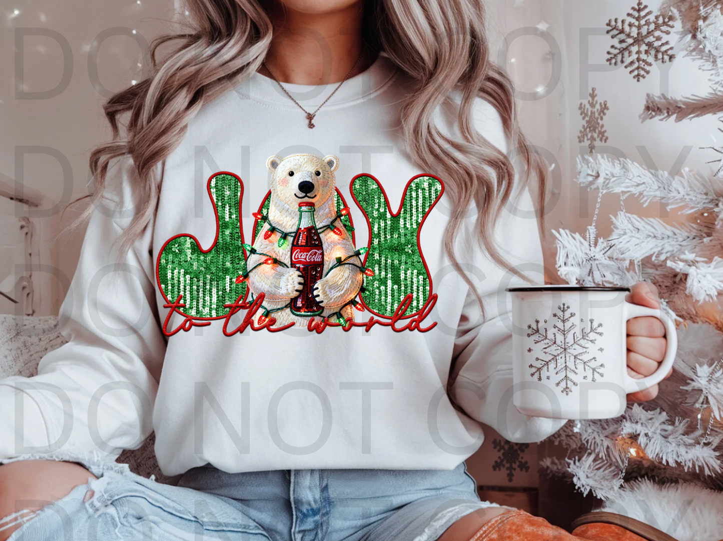 Coca Cola Bear - Joy To The World #5974 - Ready to Press DTF Transfer Full Color