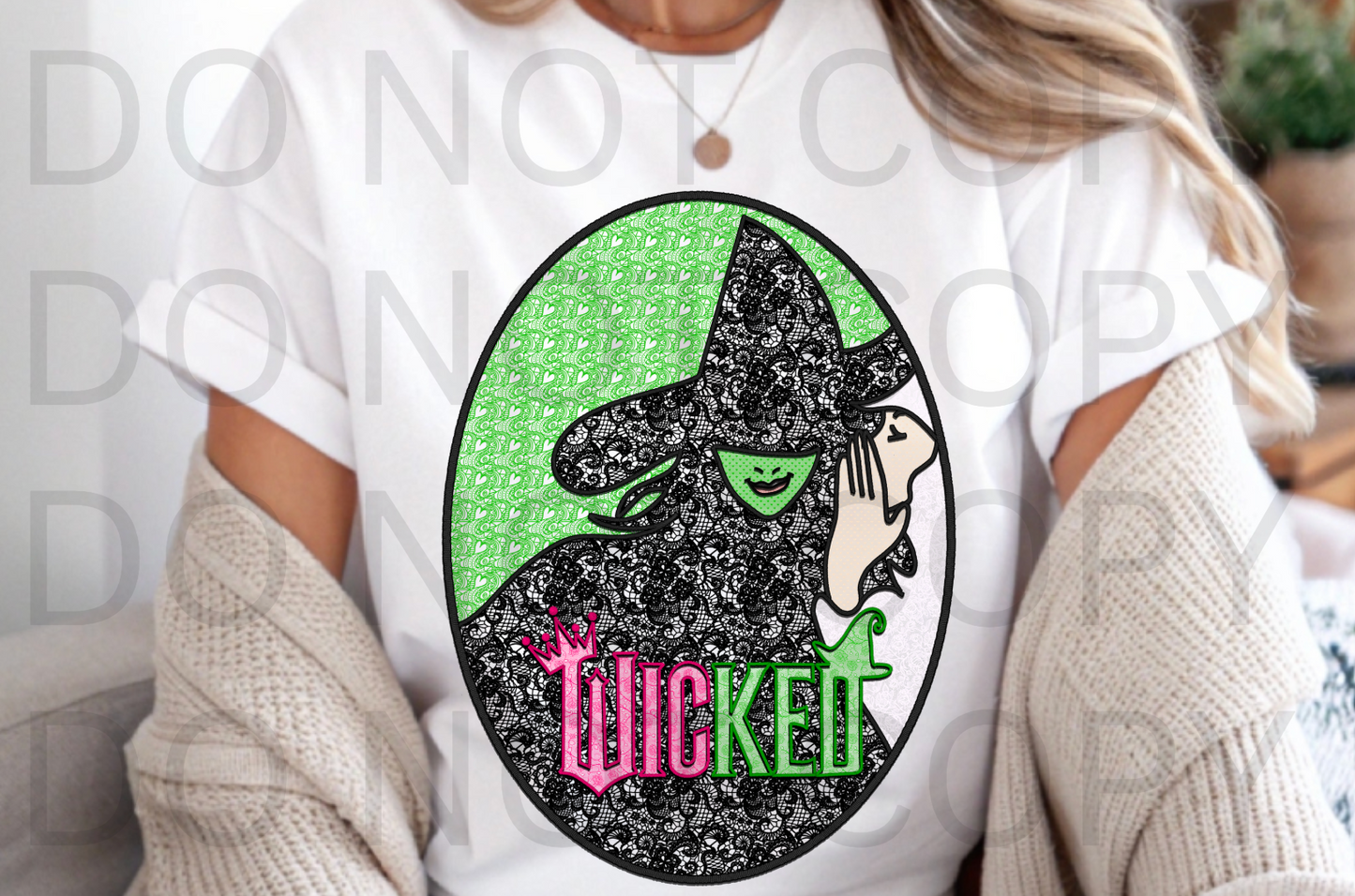 Faux Lace Wicked Portrait #6036 - Ready to Press DTF Transfer Full Color