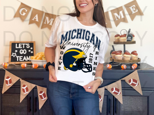 Michigan University #6057 - Ready to Press DTF Transfer Full Color