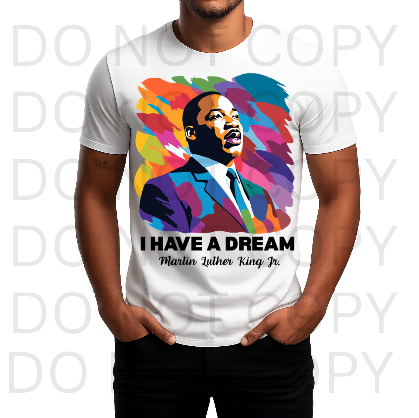 Rainbow Water Color MLK Jr #6058 - Ready to Press DTF Transfer Full Color