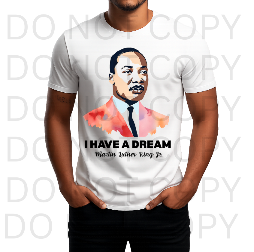 Pink & Orange Water Color MLK Jr #6068 - Ready to Press DTF Transfer Full Color