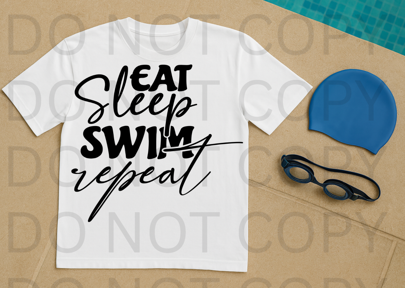 Eat Sleep Swim Repeat #6083 - Ready to Press DTF Transfer Full Color