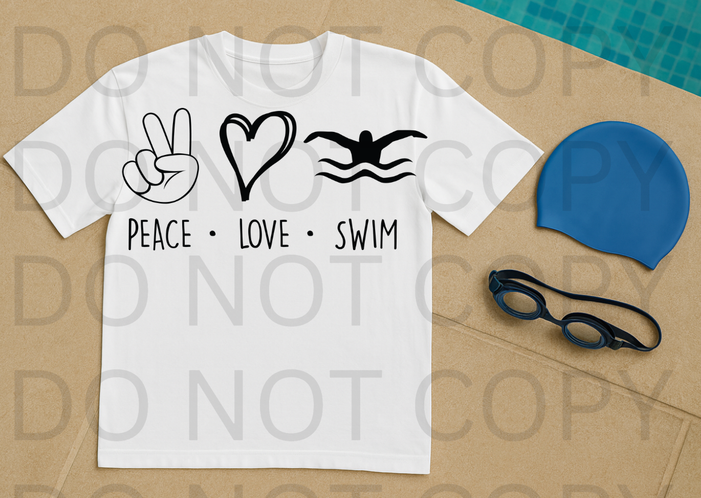 Peace Love Swim #6079 - Ready to Press DTF Transfer Full Color