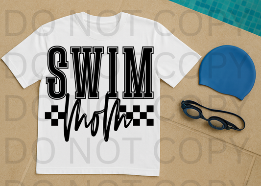 Swim Mom Checkered #6076 - Ready to Press DTF Transfer Full Color