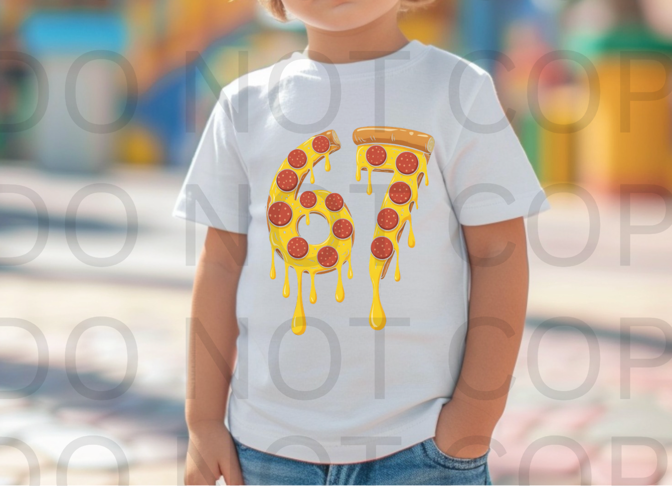 Six Seven Melting Pizza Slice #6092 - Ready to Press DTF Transfer Full Color