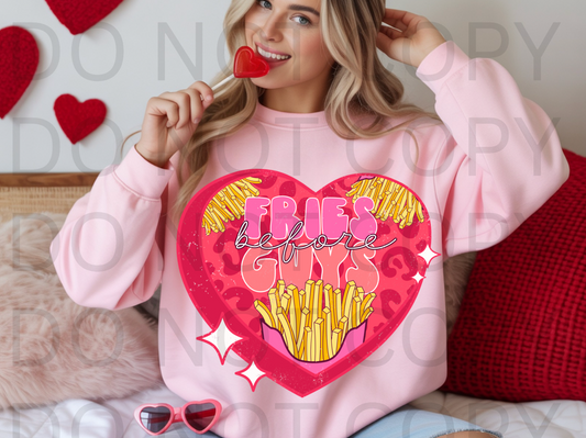 Fries Before Guys (Distressed) #6097 - Ready to Press DTF Transfer Full Color
