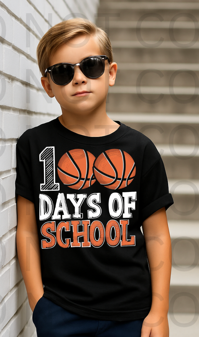 100 Days Of School -Basketball #6122  - Ready to Press DTF Transfer Full Color