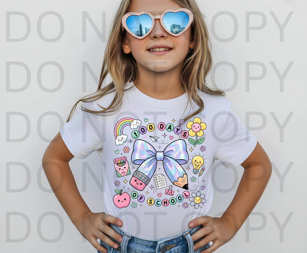Pastel 100 Days Of School #6116 - Ready to Press DTF Transfer Full Color
