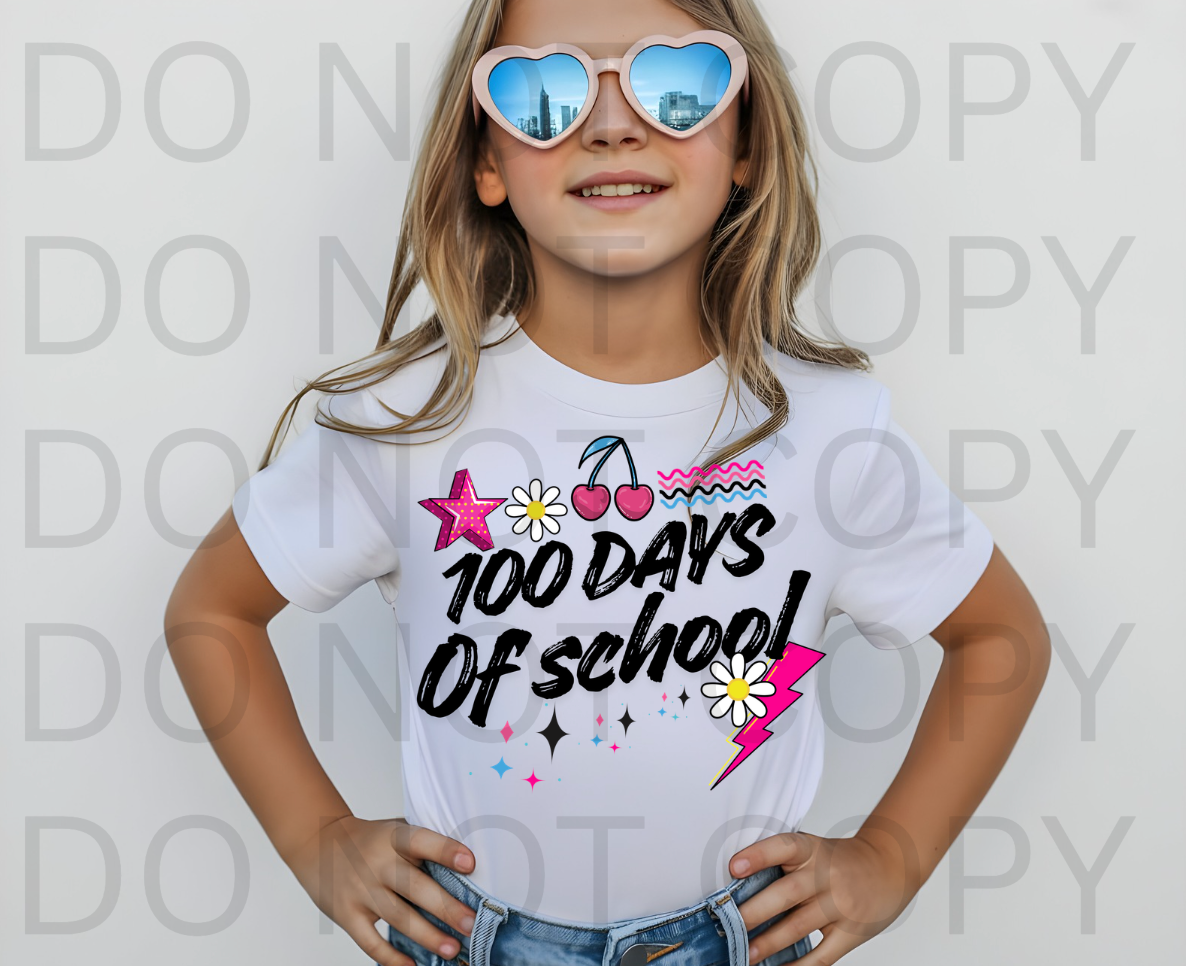 100 Days Of School Retro #6117 - Ready to Press DTF Transfer Full Color