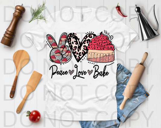 Peace Love Bake #6134 - Ready to Press DTF Transfer Full Color