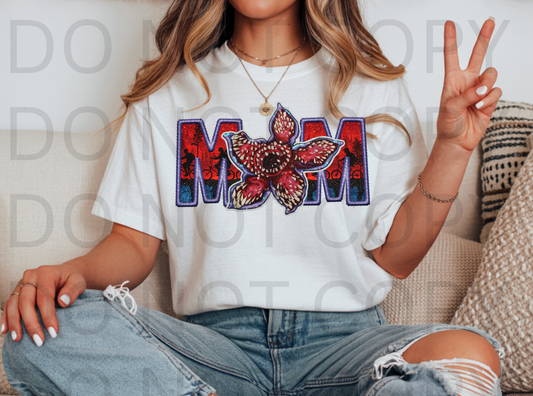 MOM - Stranger Things Faux Embroidered #6143 - Ready to Press DTF Transfer Full Color