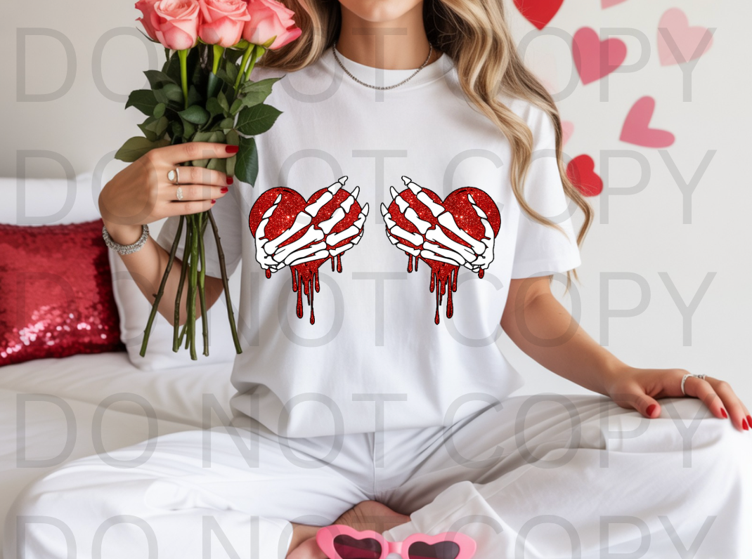 Faux Glitter Hearts #6164 - Ready to Press DTF Transfer Full Color