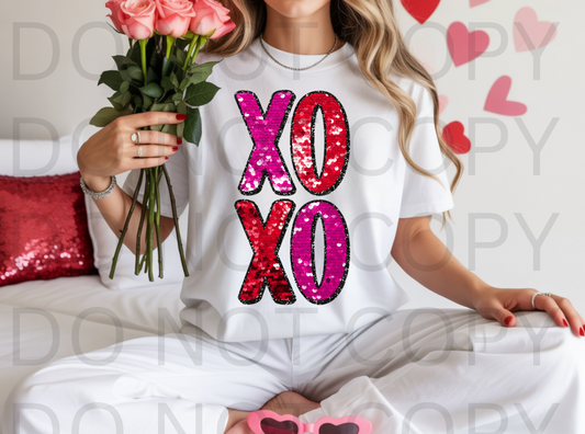 Faux Sequin XOXO #6157 - Ready to Press DTF Transfer Full Color