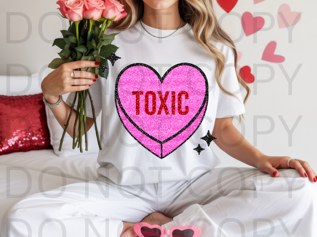 Toxic Heart Faux Glitter #6151 - Ready to Press DTF Transfer Full Color