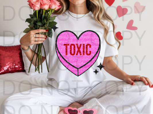 Toxic Heart Faux Glitter #6151 - Ready to Press DTF Transfer Full Color
