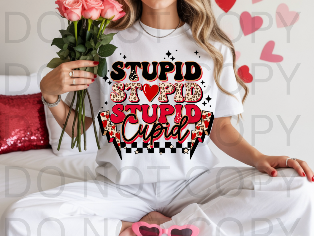 Stupid Cupid Leopard #6152 - Ready to Press DTF Transfer Full Color