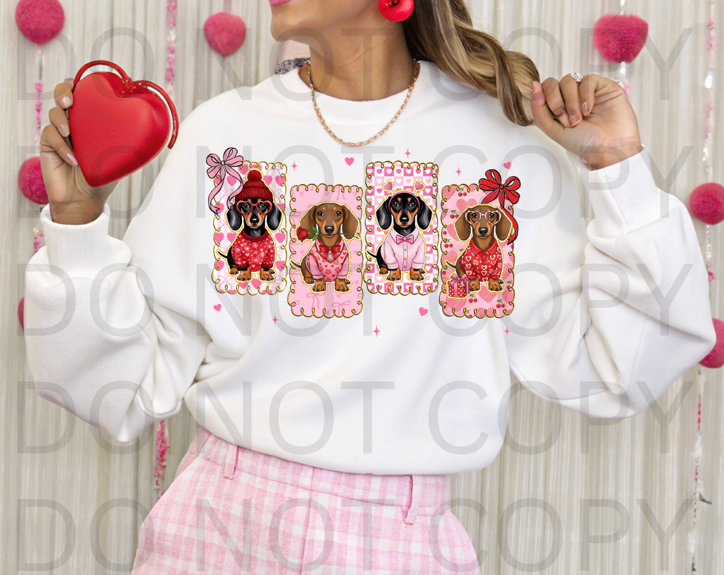 Dachshund Valentine #6193 - Ready to Press DTF Transfer Full Color