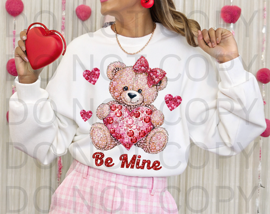 Faux Rhinestoned Be Mine #6195 - Ready to Press DTF Transfer Full Color