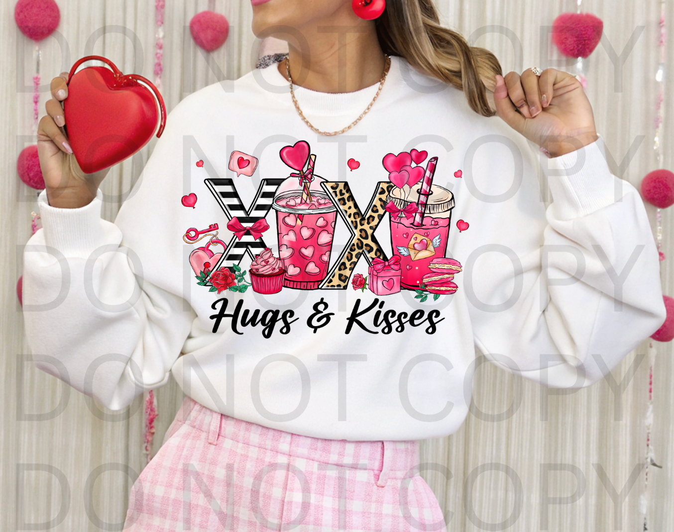 XOXO Hugs & Kisses #6204 - Ready to Press DTF Transfer Full Color