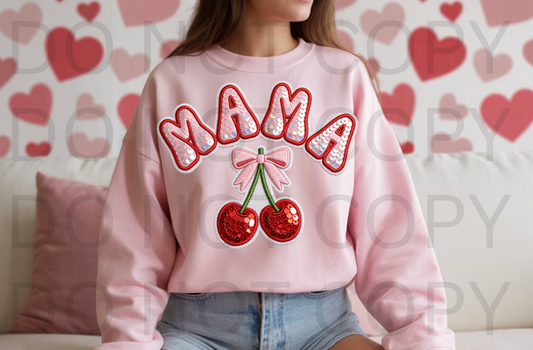 Mama Sequin Cherries #6222 - Ready to Press DTF Transfer Full Color
