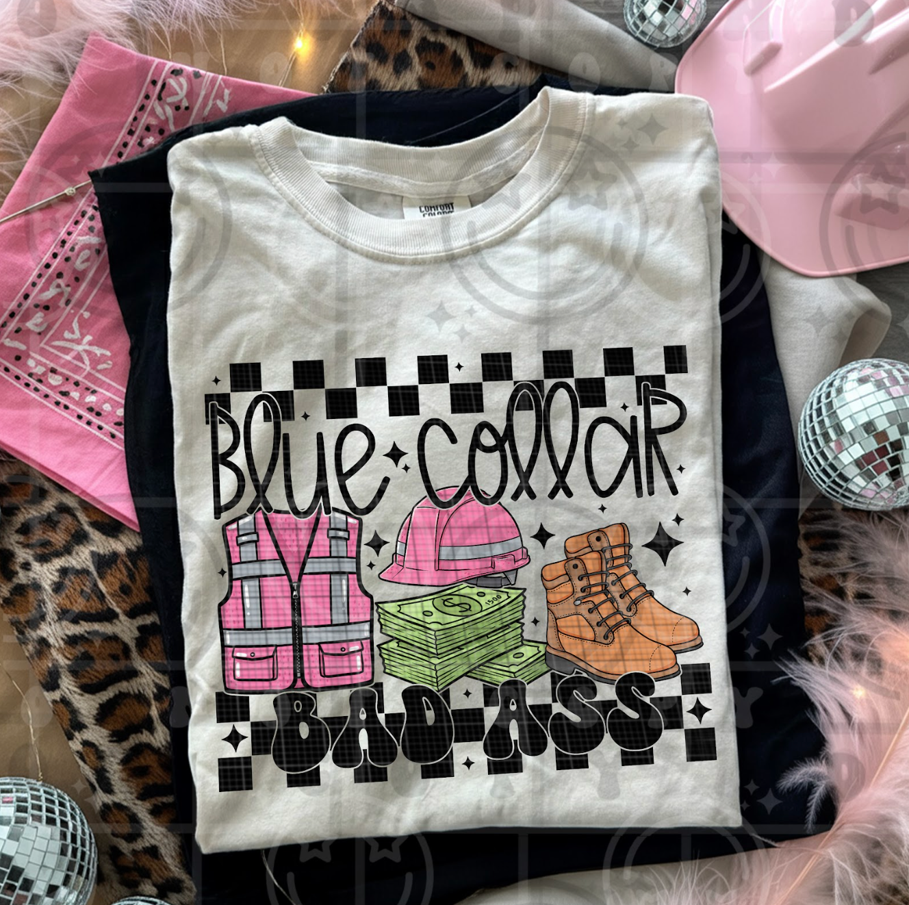 Blue Collar Bad Ass #6248 - Ready to Press DTF Transfer Full Color